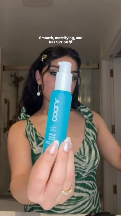Instagram post by @miabgalvan for COOLA. Caption reads: [...] glam but make it SPF 50 🌴✨ Used the new....