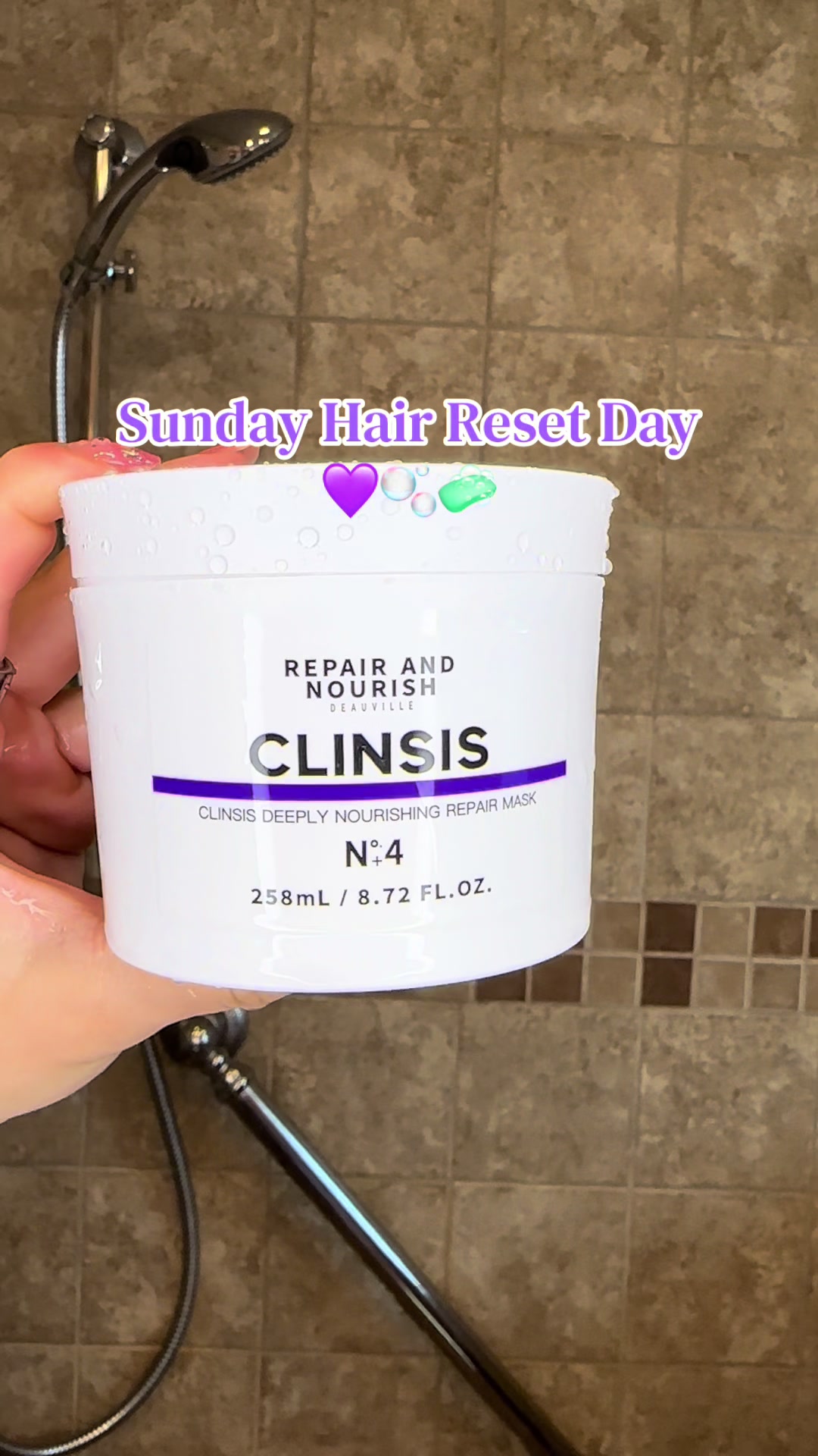 TikTok post by @jezi35 for CLINSIS. Caption reads: [...] #hairroutine #selfcare #sundayreset @CLINSIS.