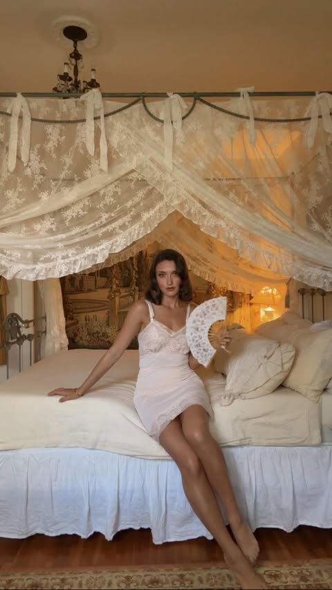 Instagram post by @rosemaryretro for Son de Flor. Caption reads: springtime wardrobe 🦢 wearing @sondeflor’s new....