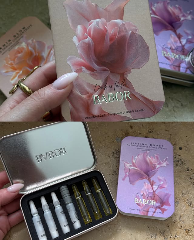 Instagram post by @gyunelamirova for BABOR Cosmetics. Caption reads: Limited Edition by @baborofficial & designed by....