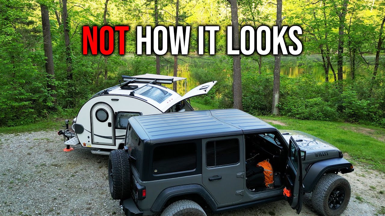 YouTube post by @NowhereBoundAdventures for BougeRV. Caption reads: Exploring Jeep Trails & Free Camping at Jesse....