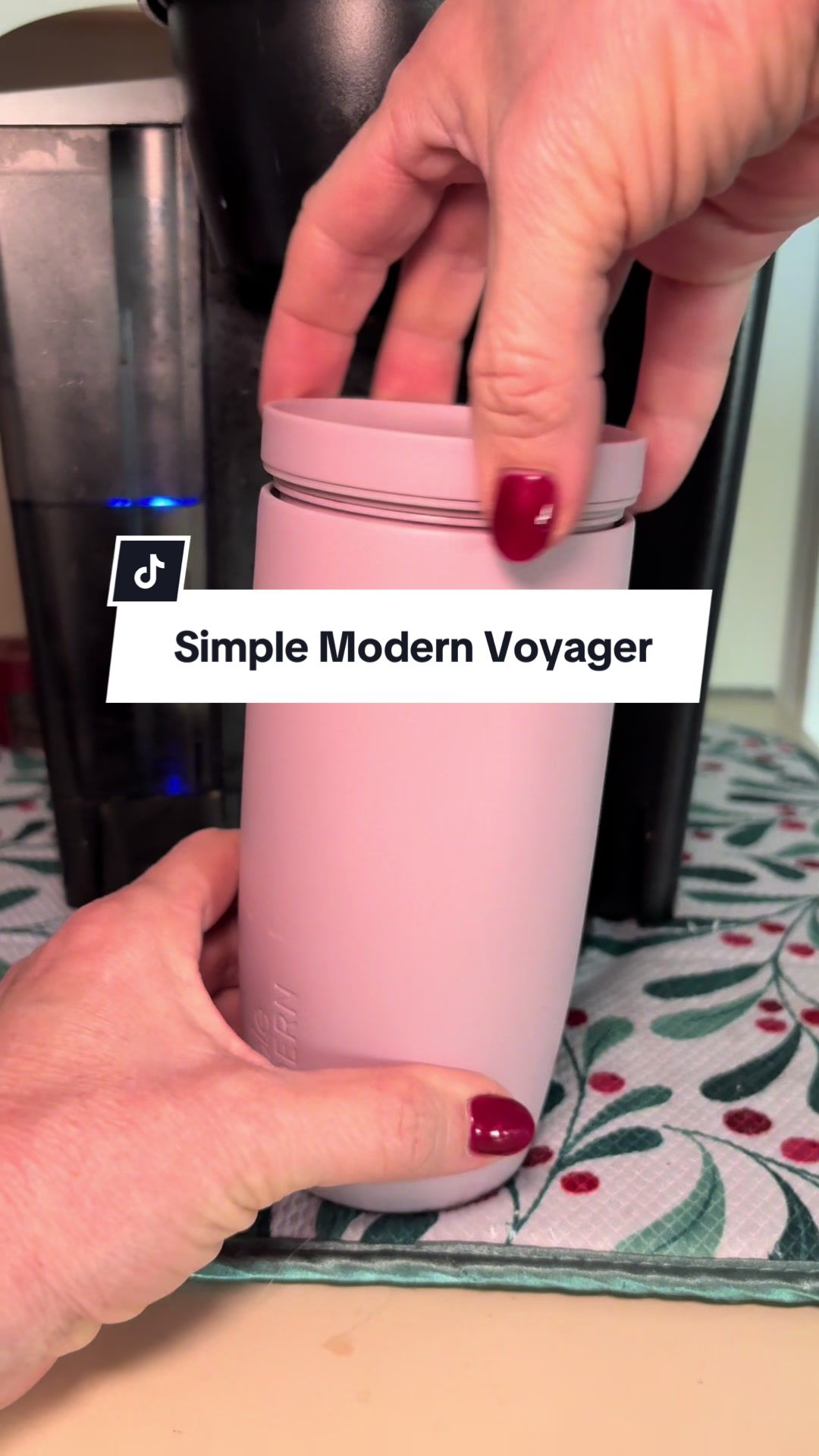 TikTok post by @kellys.corner.99 for Simple Modern. Caption reads: Simple Modern Voyager Spillproof Mug [...].