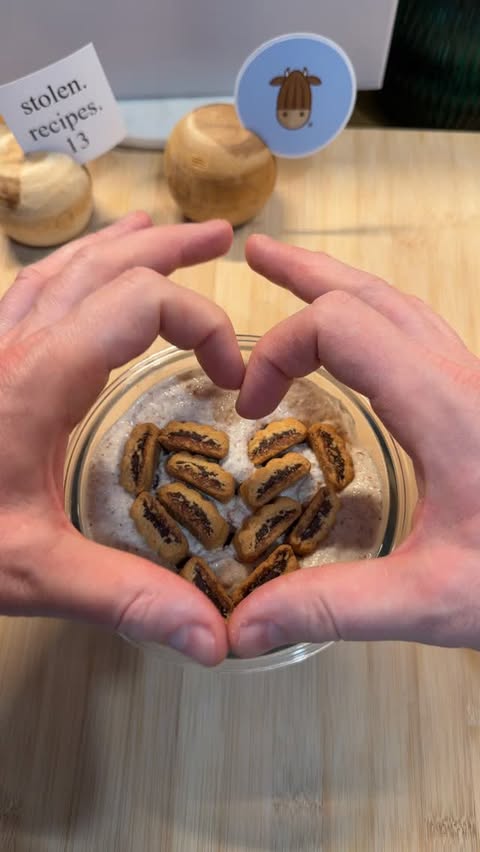 Instagram post by @stolen.recipes.13 for Almond Cow. Caption reads: Strawberry dessert for my valentine @almondcow Cow....