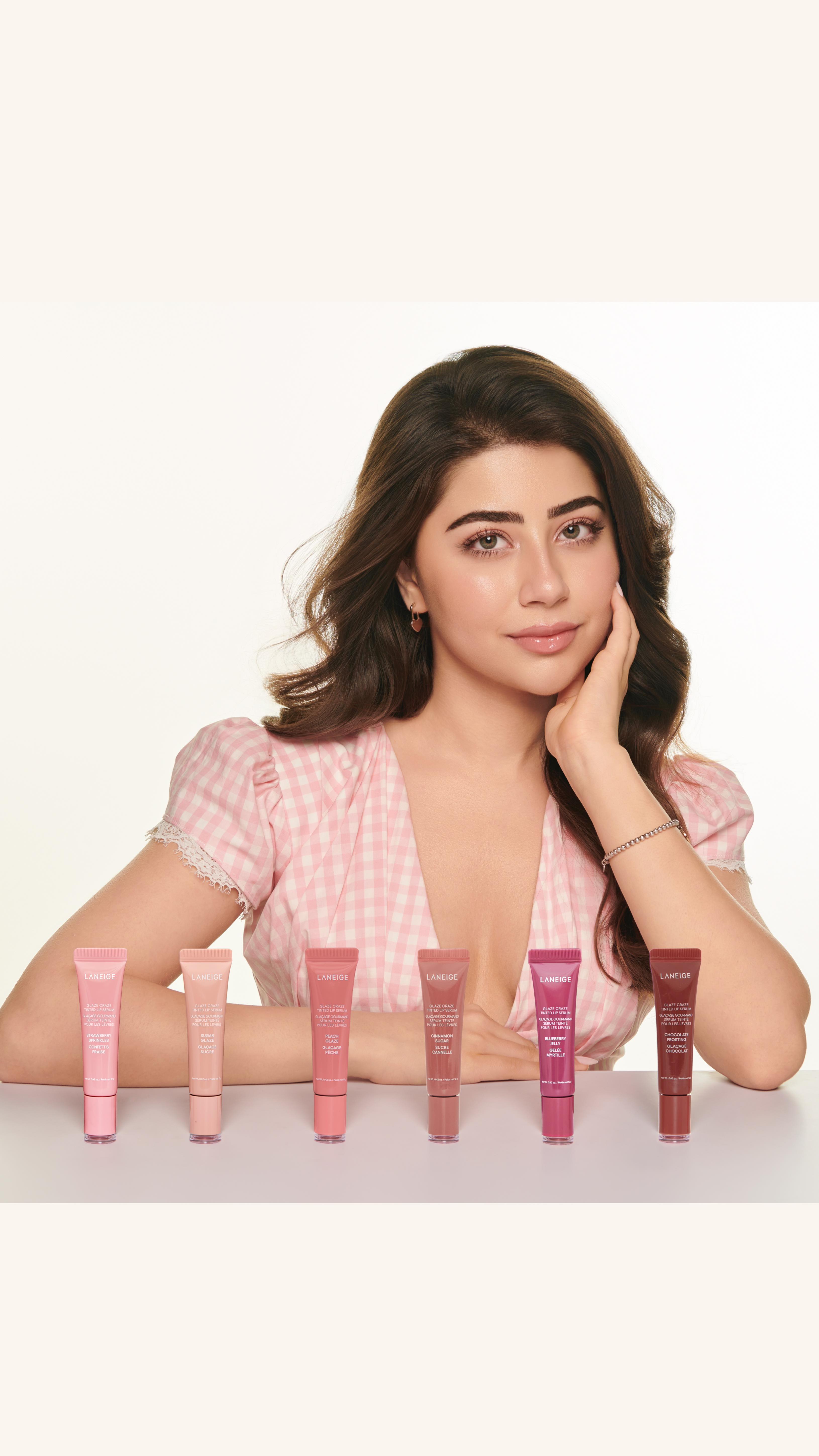 Instagram post by @aditi_bhatia4 for LANEIGE. Caption reads: Just entered the #GlazeCraze with....