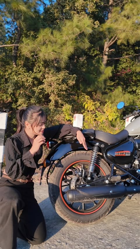 Instagram post by @imsurakshyakc for Royal Enfield. Caption reads: The new update hits different 👌smooth shifts,....