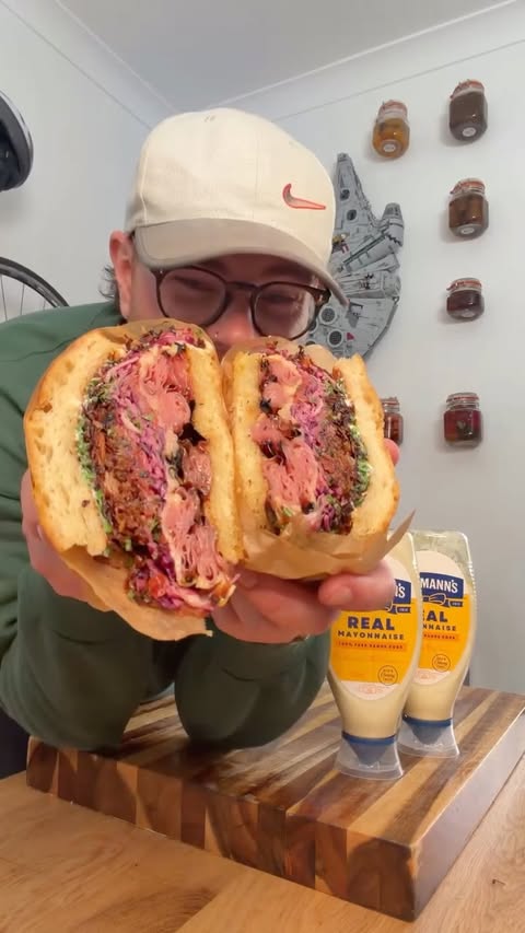 Instagram post by @_sensationalsandwiches for Hellmann's. Caption reads: if u don’t @hellmannsuk your pan you’re doing it....