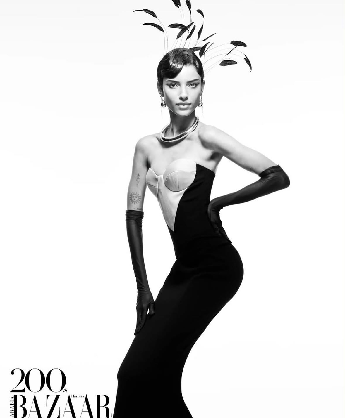 Instagram post by @wilhelmina.newyork for WILHELMINA. Caption reads: SERENA for @harpersbazaararabia April 2025 Issue....