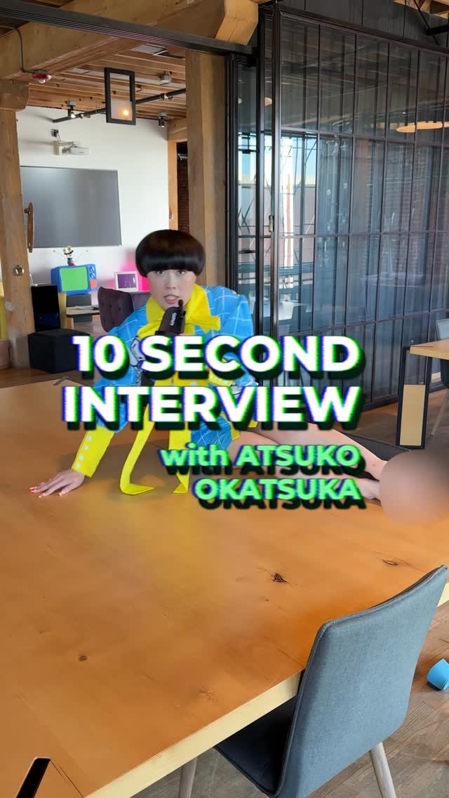 Instagram post by @atsukocomedy for GIPHY. Caption reads: breaking news: Atsuko Okatsuka may have found the....