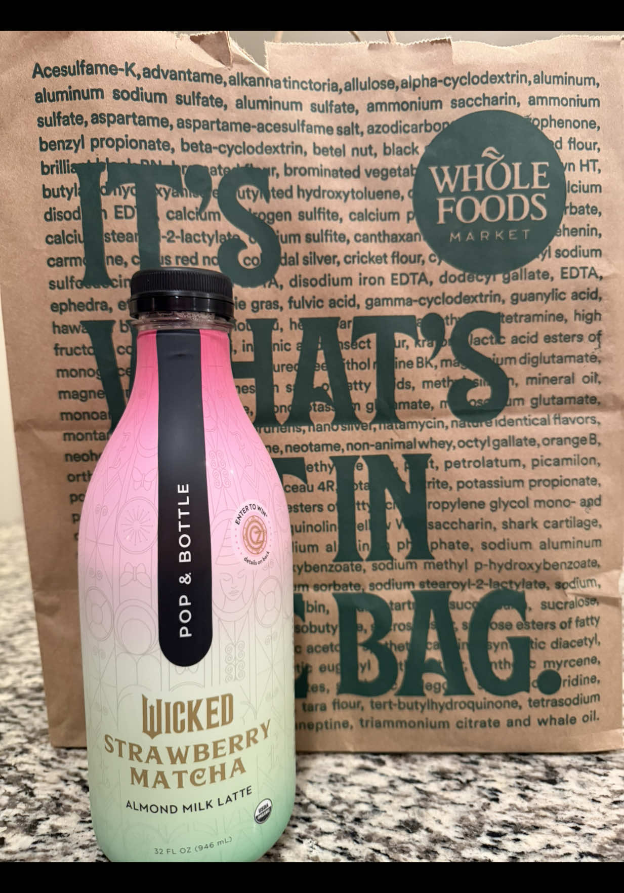 TikTok post by @ali.scyn for Pop & Bottle. Caption reads: @Whole Foods Market run turned into a new favorite....