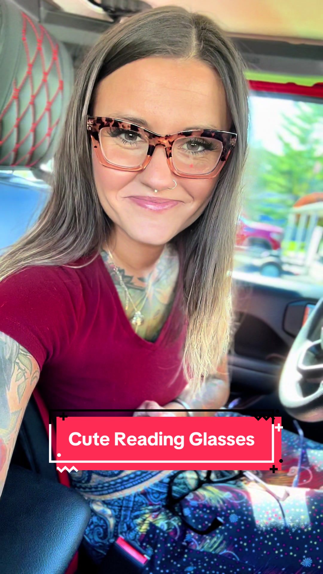 TikTok post by @emilyv322 for RESJOK Reading Glasses. Caption reads: [...] OBSESSION with glasses!!! @RESJOK READING....