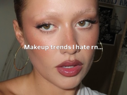 Instagram post by @hollyroche__ for essence cosmetics. Caption reads: ad makeup trends I hate right now… said me never....