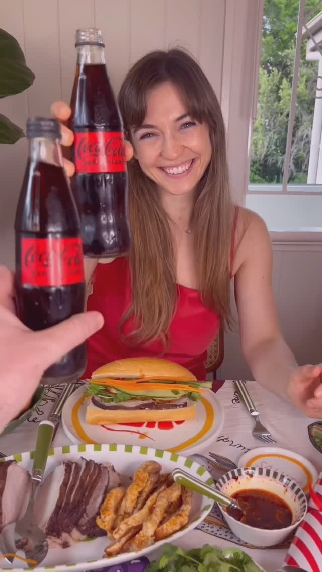 Instagram post by @christinazumbo for Coca-Cola Australia. Caption reads: On the menu for a festive date night: Pork Crackle....