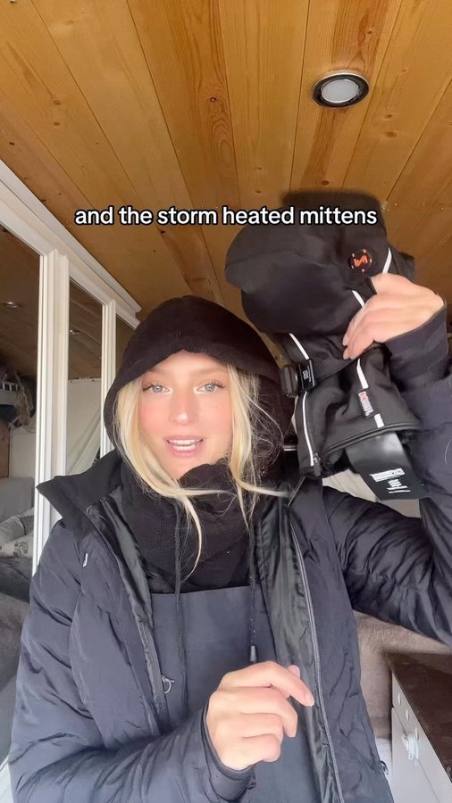 Instagram post by @briwalston for Fieldsheer. Caption reads: [...] not be cold on the mountain 🗣 #ad ❄️....
