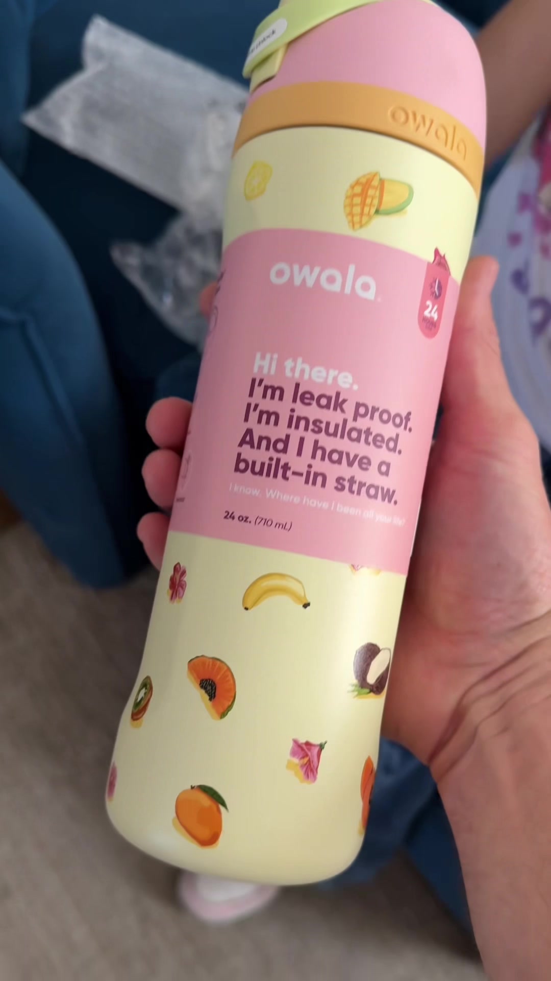 TikTok post by @townfamilyfinds for Owala. Caption reads: [...] crazy over new special edition Owala water....