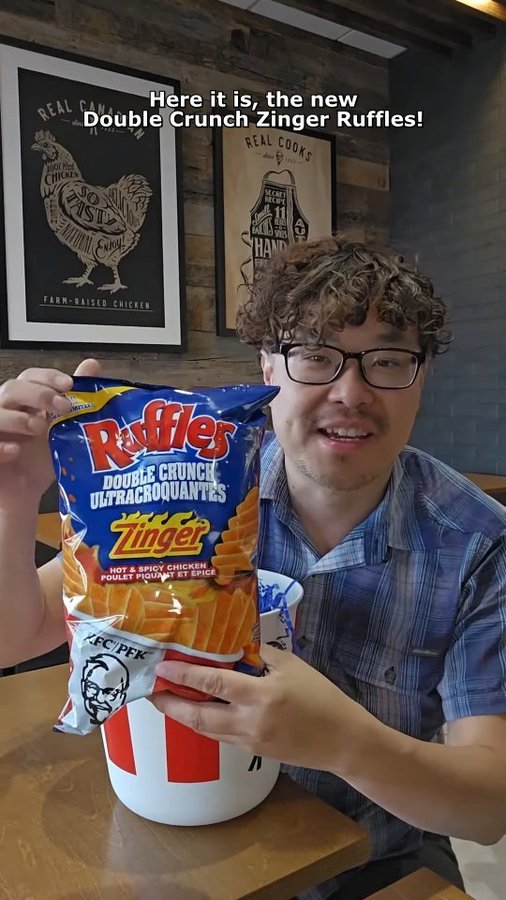Instagram post by @yegventuresfood for Ruffles. Caption reads: Ad Have you tried the Ruffles x KFC Double Crunch....