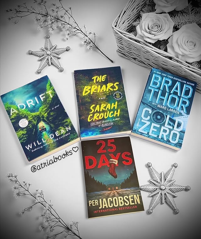 Instagram post by @bookgirlbrown_reviews for Atria Books. Caption reads: ELEMENT✶THRILLERS
#ad much love for my advance....