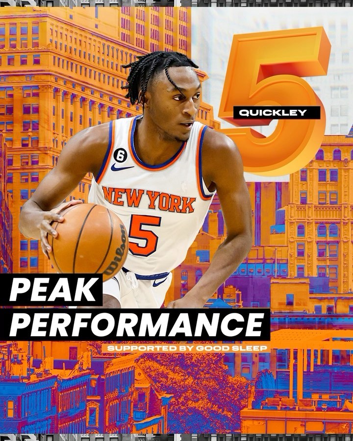 Instagram post by @nyknicks for Mattress Firm. Caption reads: Our Spark Plug ⚡️.