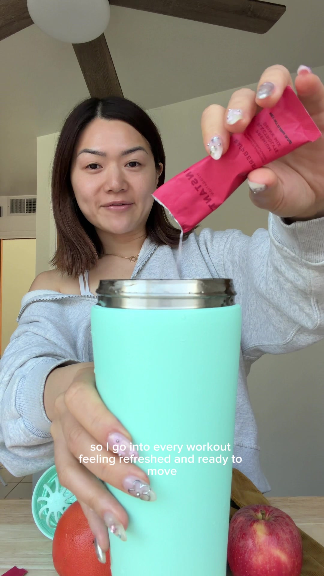 TikTok post by @melon_park for Instant Hydration. Caption reads: [...] before AND after each workout with @Instant....