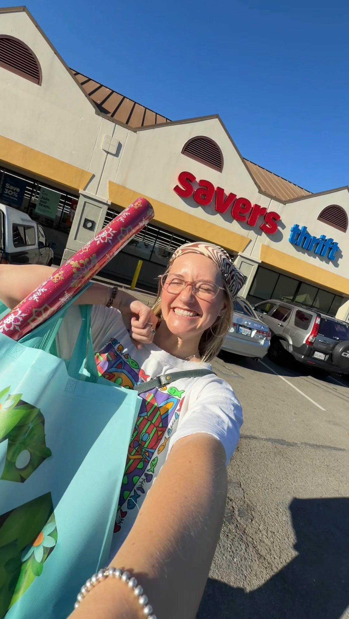 Instagram post by @kenziritotheburrito for Savers. Caption reads: #ad Checked off one of my favorite holiday....