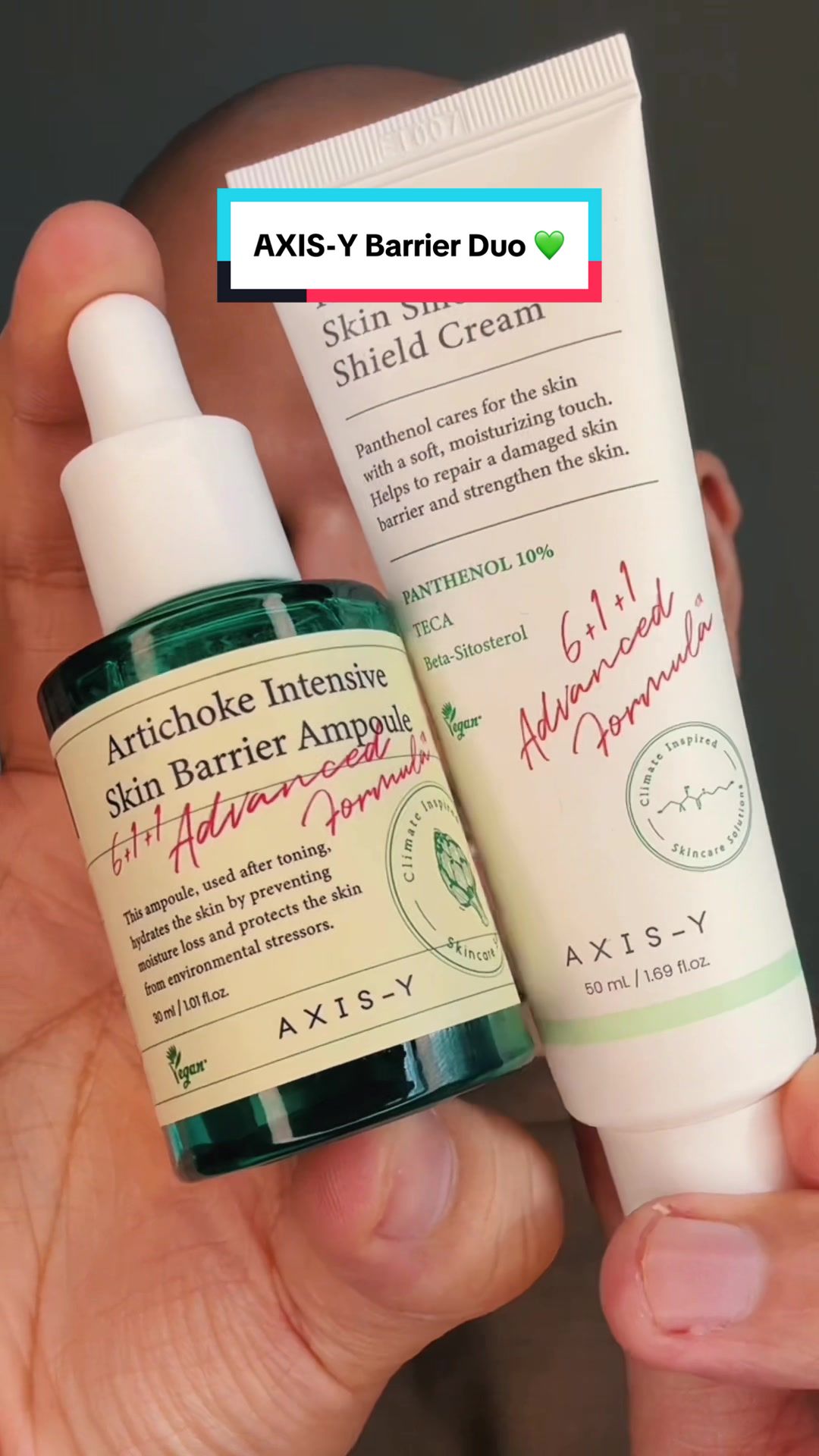 TikTok post by @heyitsrameez for Axis-y. Caption reads: [...] care, try this duo from @AXIS-Y 💚 The....