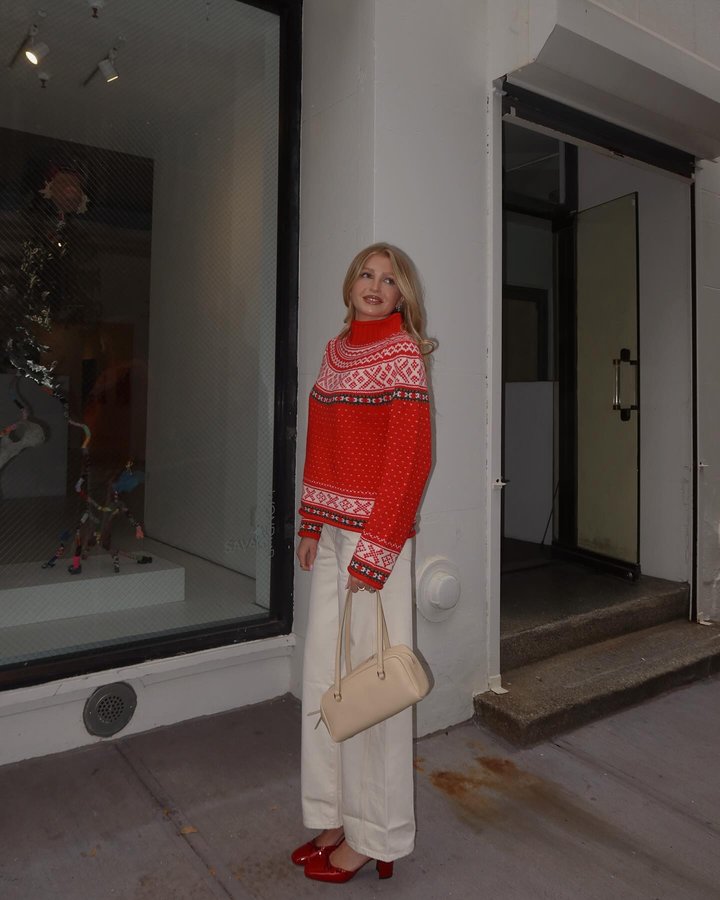 Instagram post by @halleykmcg for J.Crew. Caption reads: #ad winter fair isle essentials with @jcrew ❤️.