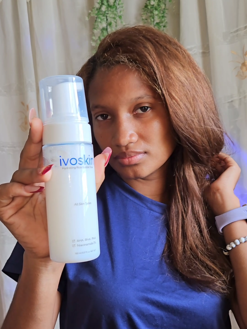 TikTok post by @aylanox_ugc for Ivoskin. Caption reads: ✨ Meet the Ivoskin Hydrating Rice Bubble Toner ✨....
