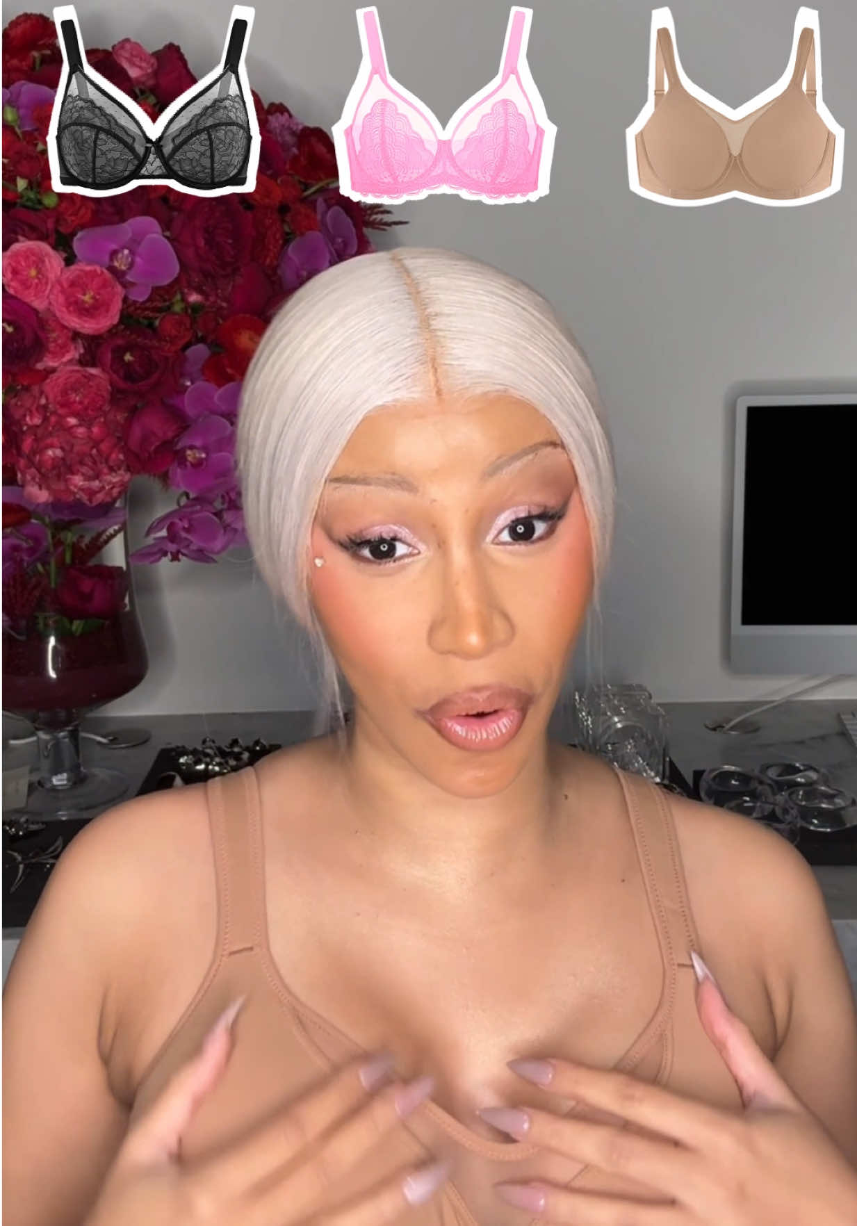 TikTok post by @iamcardib for HSIA Lingerie. Caption reads: FOR THE GIRLS #hsiabra #newarrivals #fashionfest....