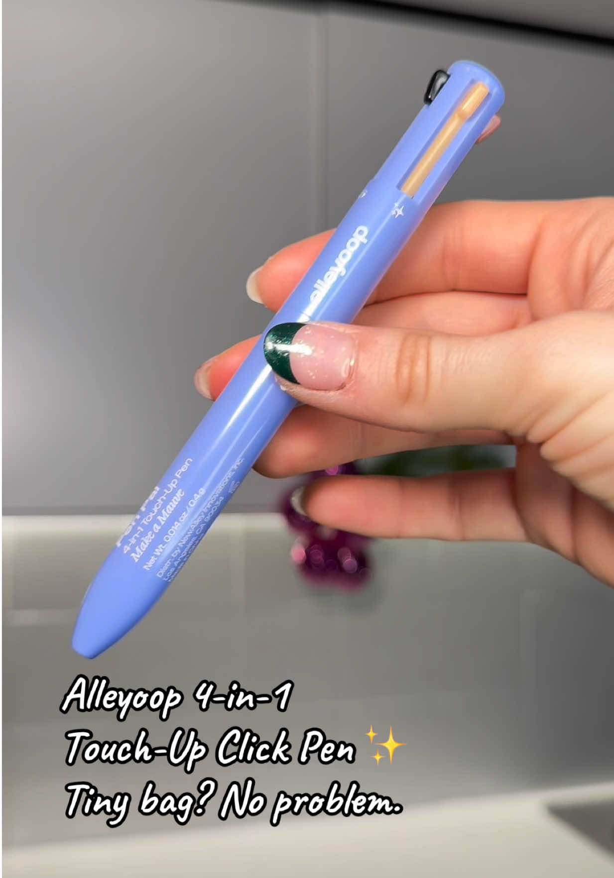 TikTok post by @usa.ugc.reviewer for Alleyoop. Caption reads: @Alleyoop Beauty 4-in-1 Touch-Up Click Pen ✨🖊️....