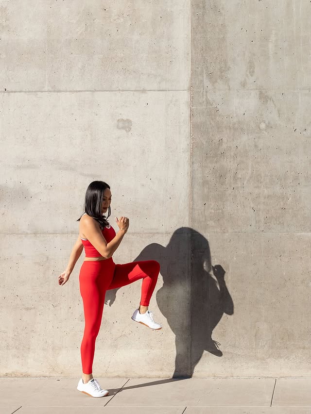 Instagram post by an influencer for Fabletics. Caption reads: [...] and made to move 🔥 This @fabletics set is....