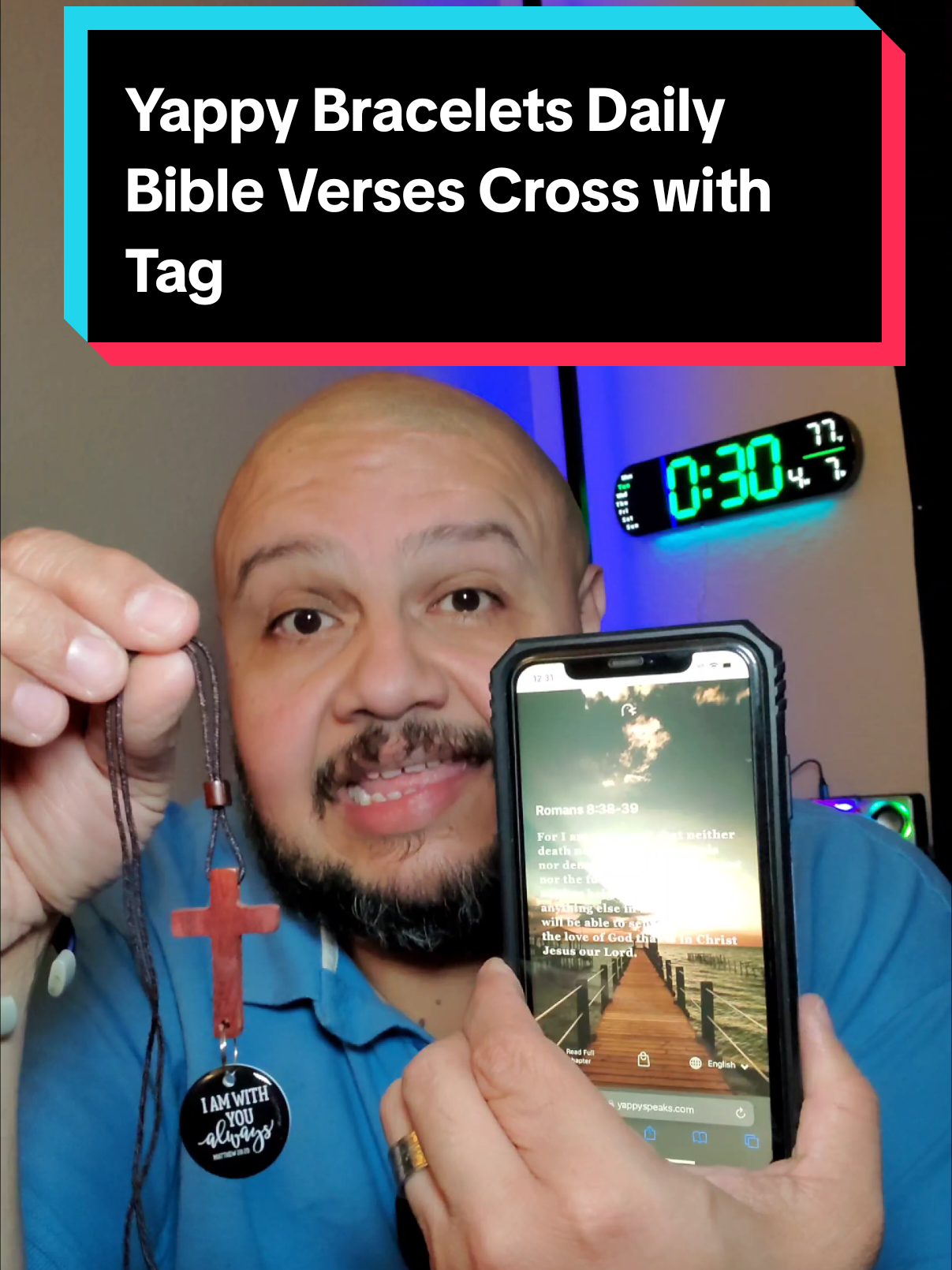 TikTok post by @salvi_driver1981.oficial for Yappy Bracelets. Caption reads: @Yappy Bracelets Yappy Daily Bible Verses Cross....
