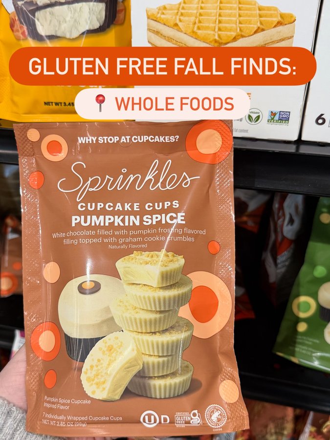 Instagram post by @dear.gluten for La Colombe Coffee. Caption reads: More Fall Finds from Whole Foods! Loving all these....