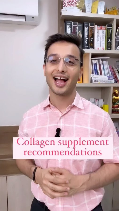 Instagram post by @drankursarin_sarinskin for HealthKart. Caption reads: Did you know Collagen can go a long way in helping....