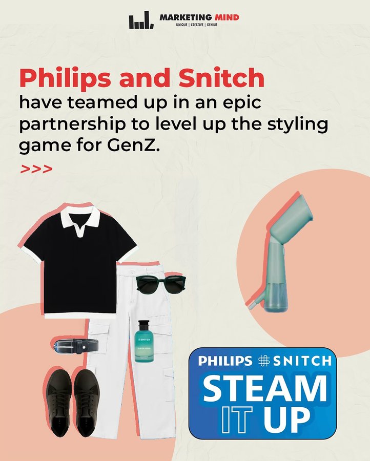 Instagram post by @marketingmind.in for Philips Home Living SA. Caption reads: #Ad | Fast Fashion meets Fast Care. 
Philips &....