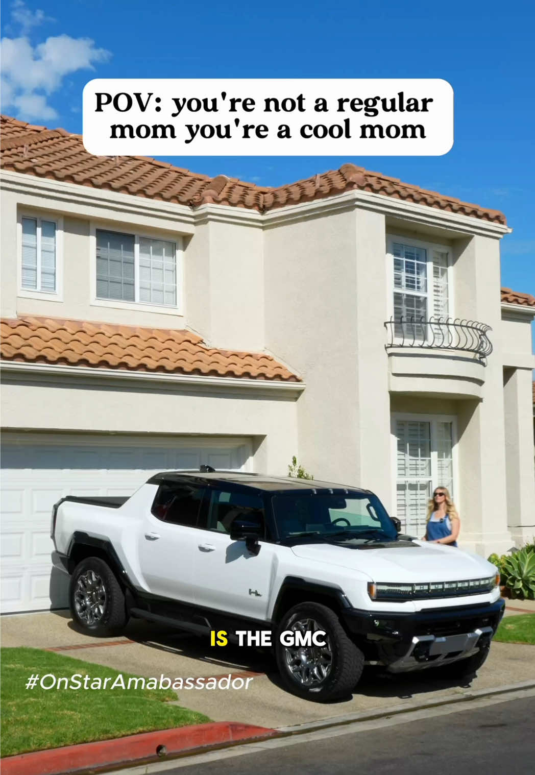 TikTok post by @techiedani for OnStar. Caption reads: [...] car? It’s the hands-free driving and @OnStar....