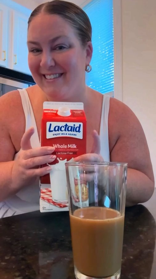 Instagram post by @sassyconfetti for LACTAID. Caption reads: #Lactaid_Partner I love milk - yea, WHOLE milk -....