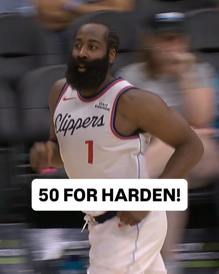 Instagram post by @laclippers for NBA. Caption reads: @jharden13 makes it look easy for 50 off the....