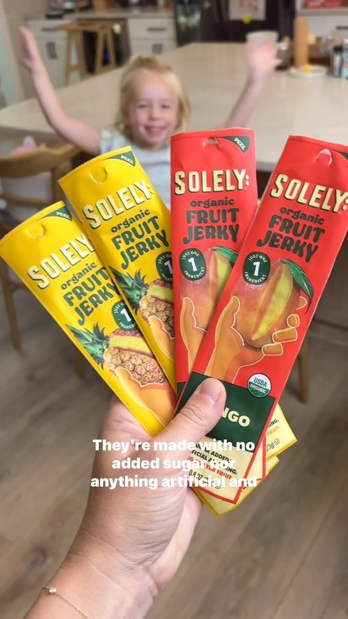 Instagram post by @ljflommom for Solely. Caption reads: The healthy snack your kids will actually eat. ....