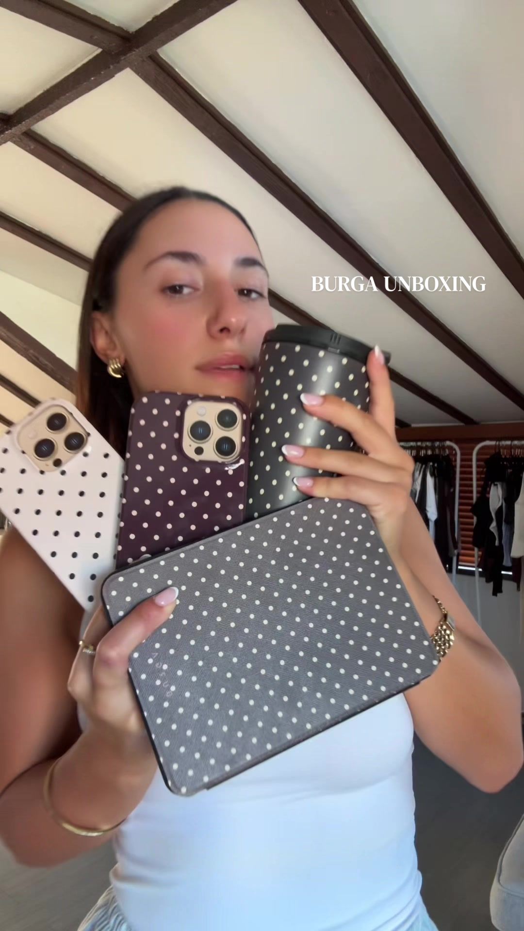 TikTok post by @nikkisantaguida for BURGA. Caption reads: @BURGA thankyouuu 🫶🏽 #phonecases #cases.