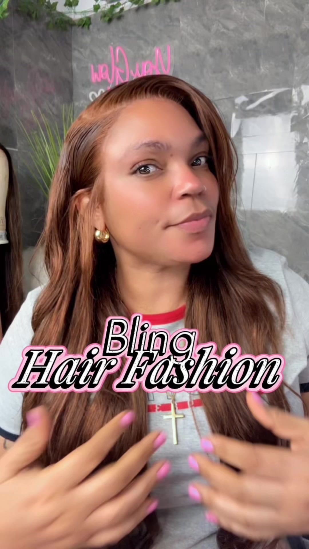 TikTok post by @shannablack3 for Bling Hair. Caption reads: Bling rich chocolate Brown @Bling Hair Factory....