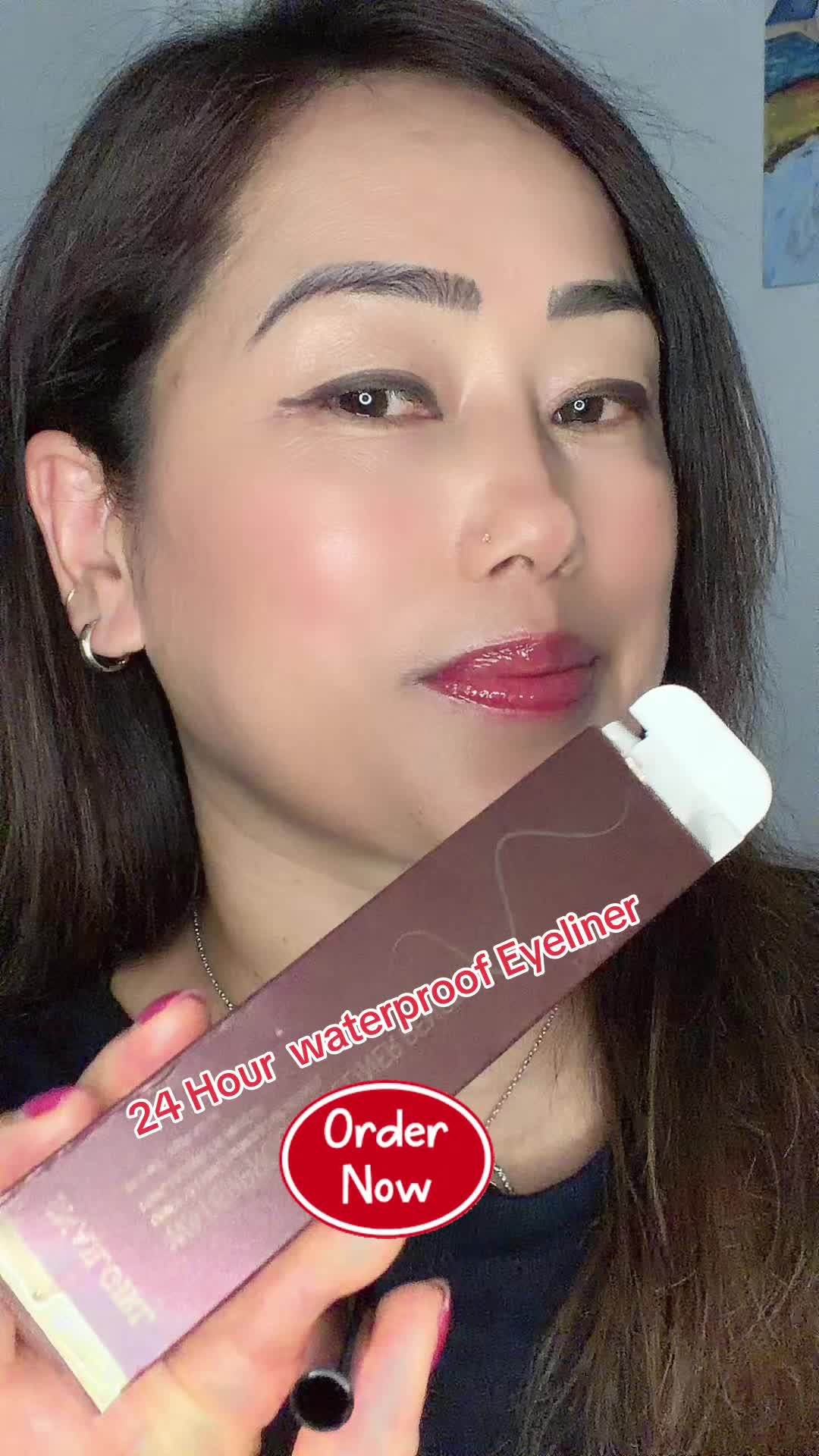 TikTok post by @sarulimbu135 for Page Vine. Caption reads: 24HR Waterproof Eyeliner Pencil, Smudge-Proof....