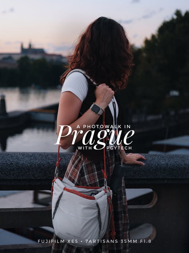 Instagram post by @larissagabrielli.photography for PGYTECH. Caption reads: [...] setup in Prague ✨ I took these three PGYTECH....