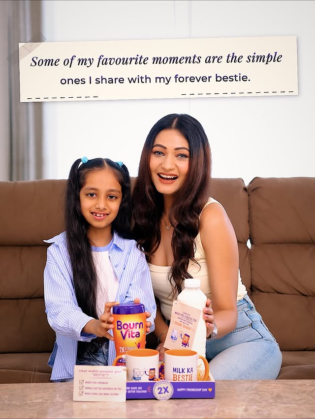 Instagram post by @flying_mom_23 for Cadbury Bournvita. Caption reads: #Collaboration Somewhere between all her stories,....