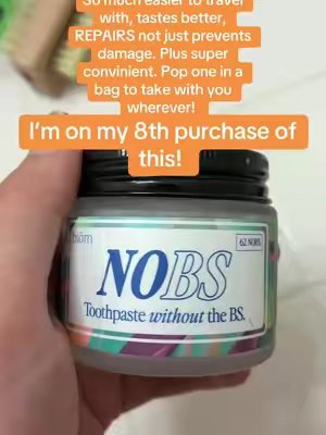 TikTok post by @toesandtush for biöm. Caption reads: This stuff is a MIRACLE. My cavities have started....