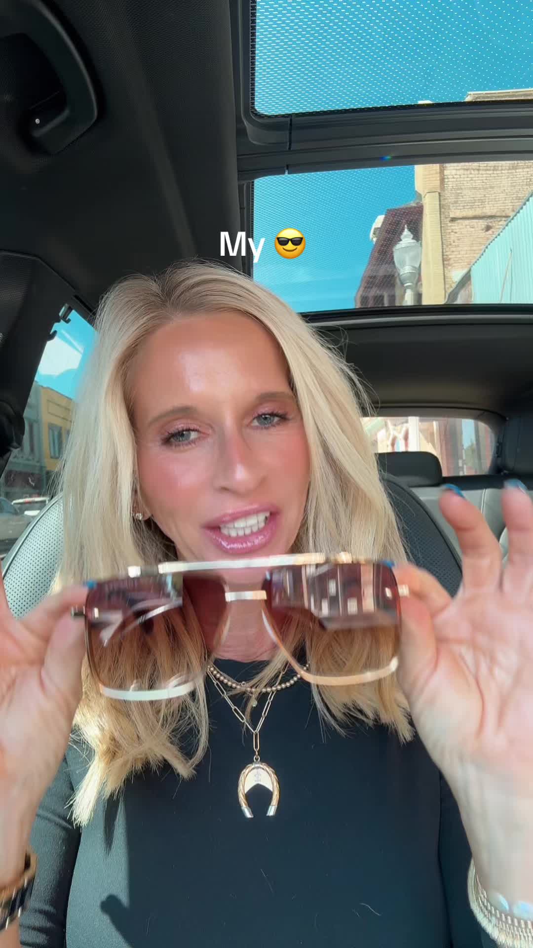 TikTok post by @kimparkerbeam_home for TopFoxx. Caption reads: [...] vibes 💯 #sunglasses #sunglassesfashion....