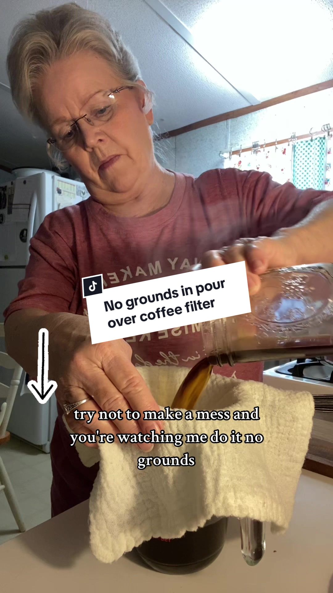TikTok post by @pattipagewhite for Mason Jar Lifestyle. Caption reads: [...] No grounds when you use the @Mason Jar....