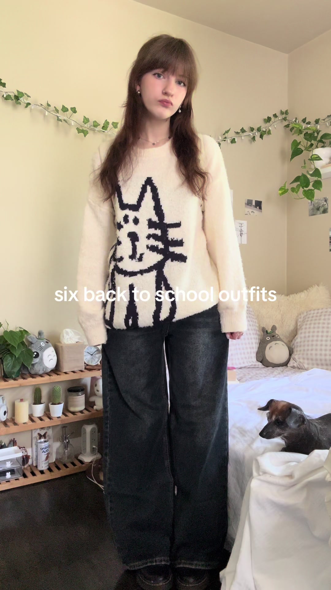 TikTok post by @mysticcel for Emmiol. Caption reads: a week of jeans back to school outfits 🤍 can’t....