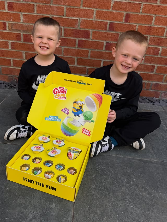Instagram post by @_brodie_louie for Zuru Toys. Caption reads: [...] or nuts! #ad #gumiyumsurprise #minions....