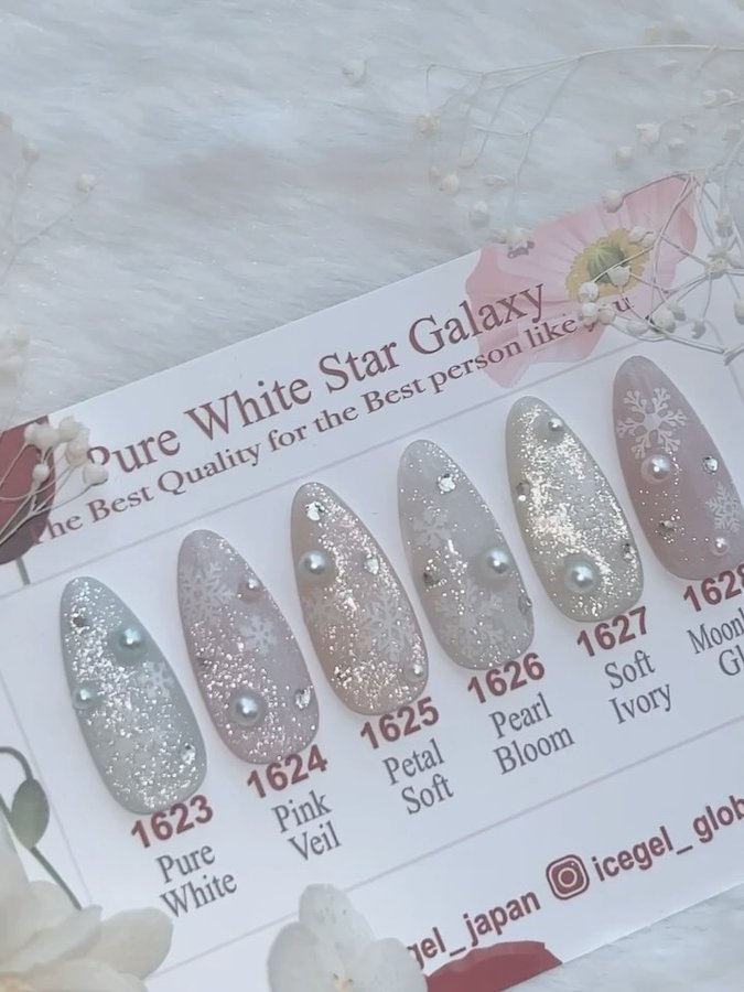 Instagram post by @golddigger_hiromi.t for ICEGEL. Caption reads: ・
ICEGEL PURE WHITE STAR GALAXY....
