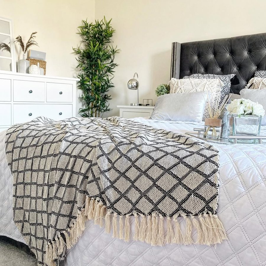 Instagram post by @_homebyrebecca for Arista Living. Caption reads: [...] #masterbedroom #masterbedroomdecor....