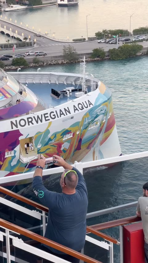 Instagram post by @cruiseguru for Norwegian Cruise Line. Caption reads: Norwegian Cruises Aqua cruiseship departing from....